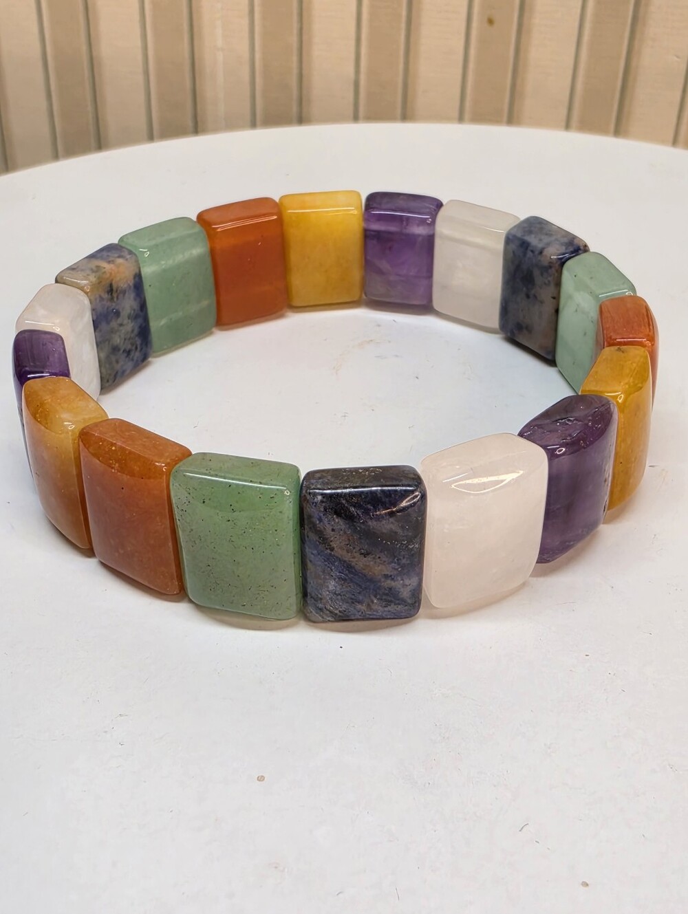 Multi Gemstone Stretch Bracelet Amethyst Jade Sodalite Quartz Aventurine